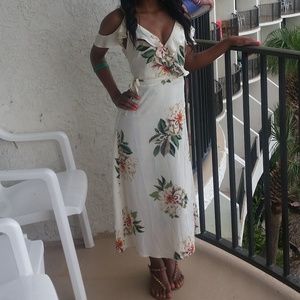 Topshop floral wrap midi dress